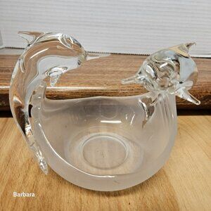 Partylite Crystal Dolphin Decorative Bowl